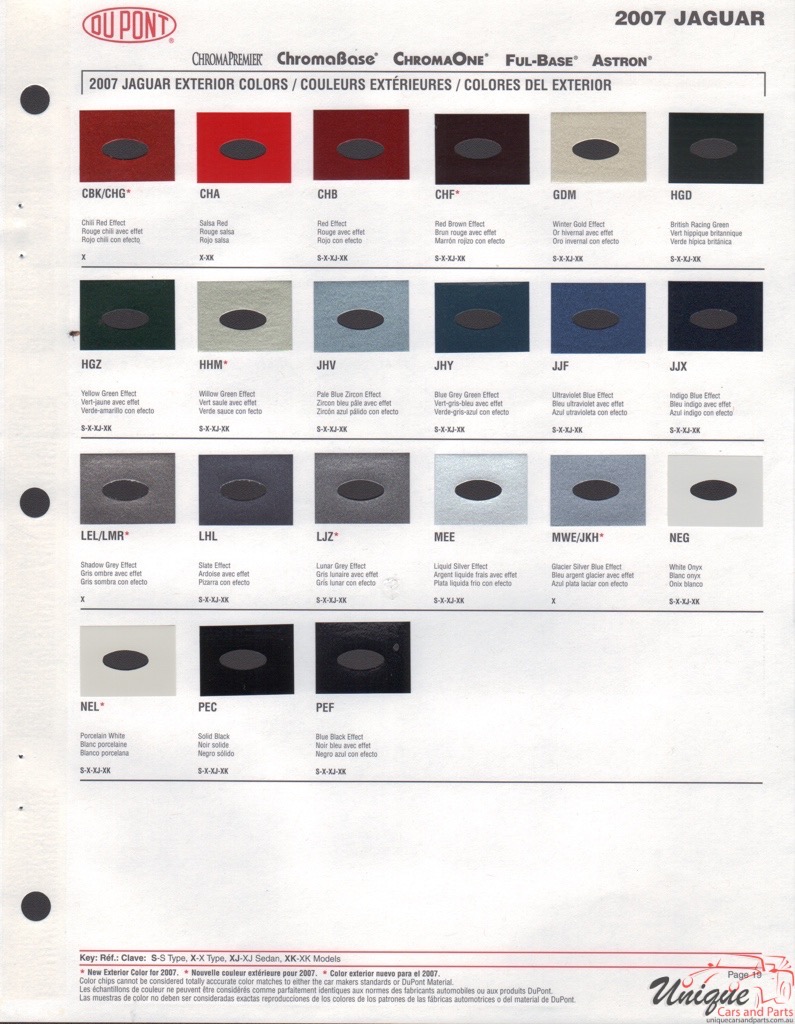 2007 Jaguar Paint Charts DuPont 1